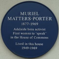 Muriel Matters-Porter Blue Plaque, 7 Pelham Crescent